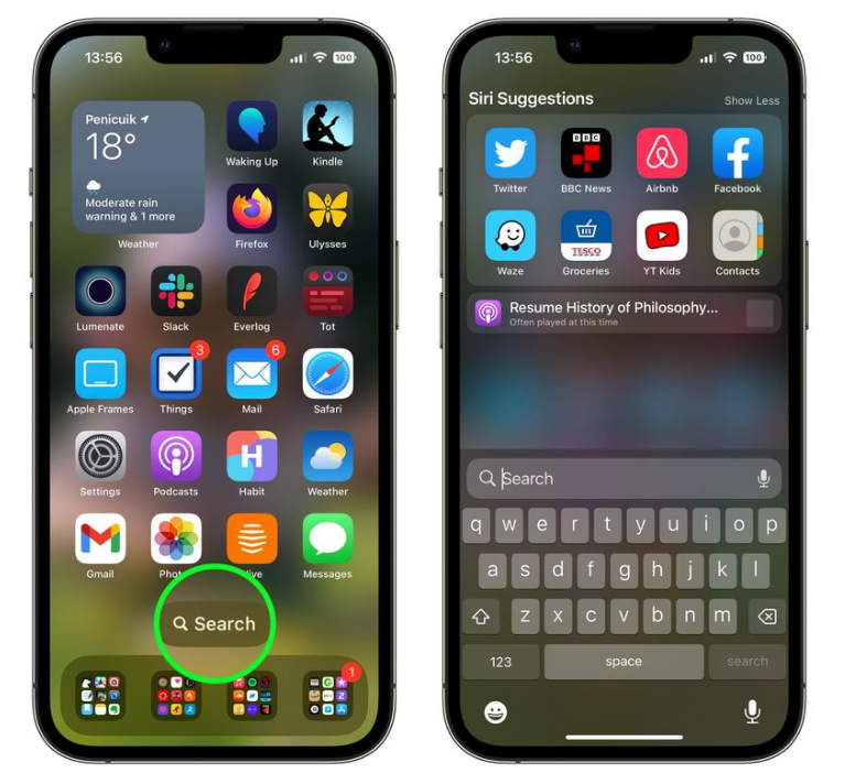 南口街道苹果手机维修分享升级到 iOS 16 后，如何删除主屏幕上的搜索按钮 